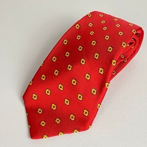Kiton Napoli Mens 3.50" Red Silk Medallion Seven Fold Tie Italian Luxury Tie